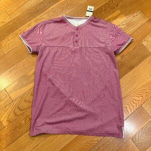 Scott James Henley Shirt Small Short Sleeve Raspberry NWT